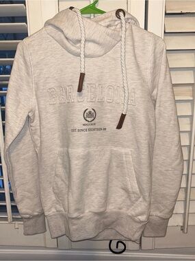 Barcelona Embroidered Hooded Sweatshirt - Cream